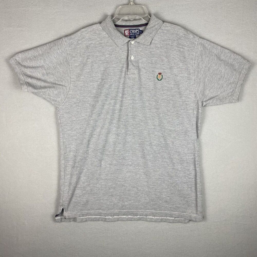 Chaps Ralph Lauren Short Sleve Polo Shirt Gray Embroidered Logo Men’s Size XL